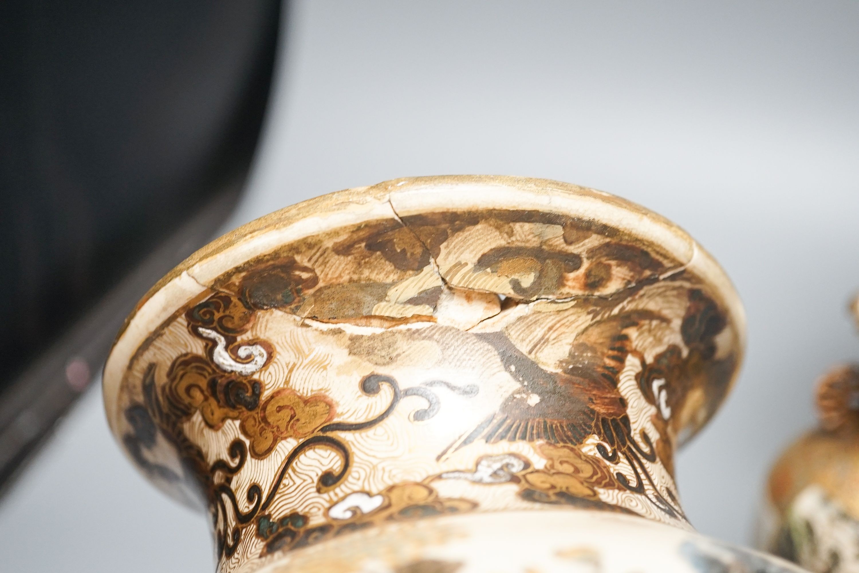 A group of Japanese Satsuma pottery vases, Meiji period, tallest 24.5cm